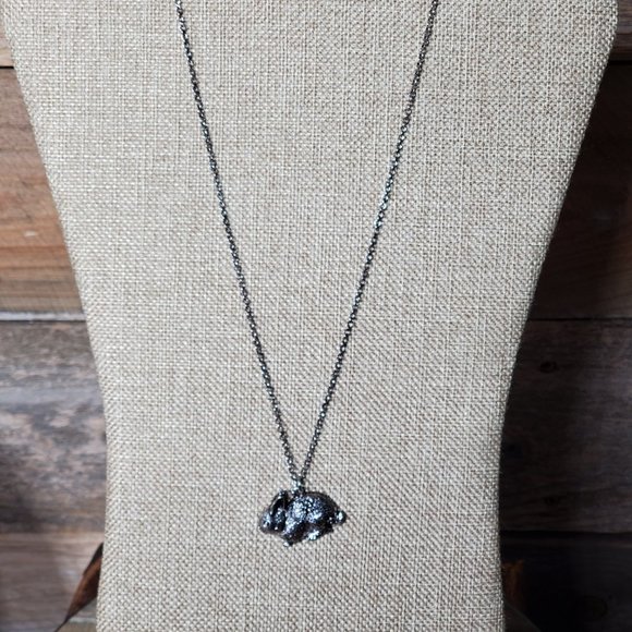 Bunny Rabbit Necklace - Copper Alloy Plated in Antique Silver - 17" chain - Picture 9 of 10